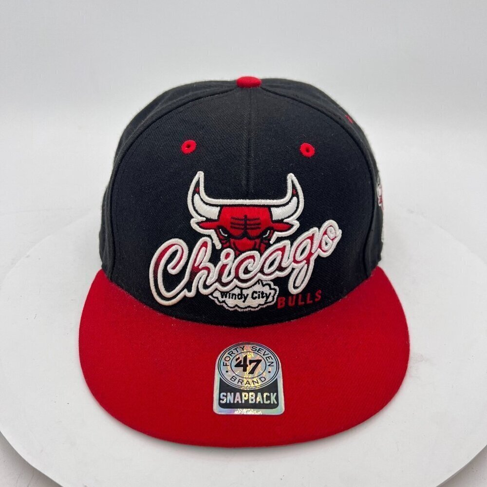 Chicago Bulls Forty Seven 47 Brand Hardwood Classic Black Red Snapback Hat